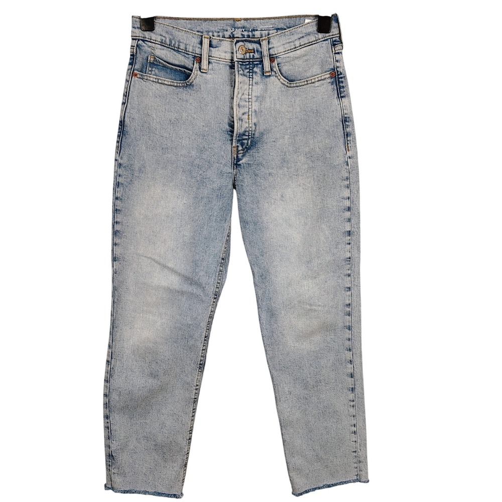Old Navy Womens SZ 8 Sky-Hi Straight Jeans Light Wash Acid Wash Y2K Retro Denim